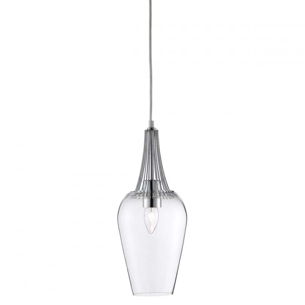 Searchlight 8911CC Whisk Pendant - Chrome & Clear Glass