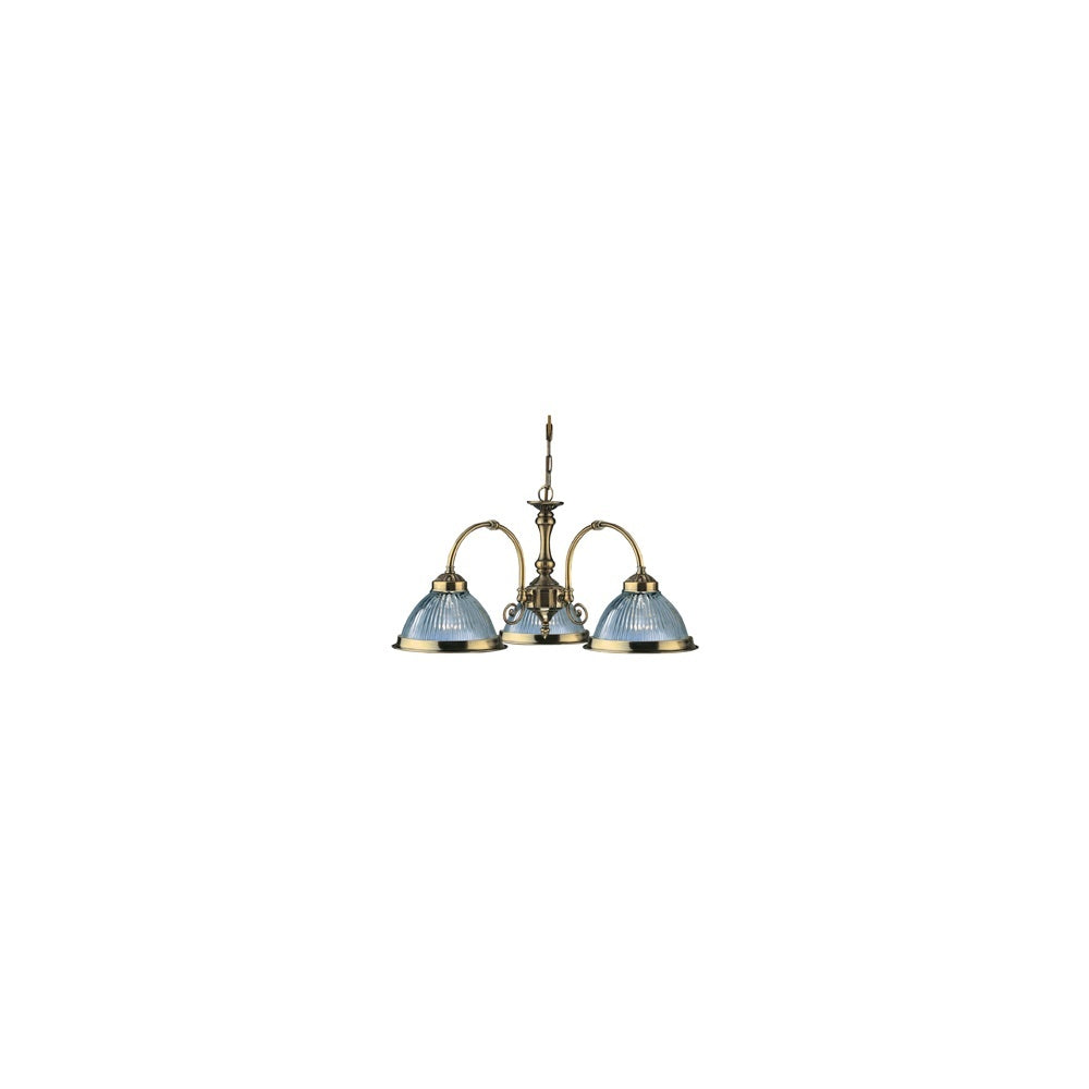 Searchlight 9343-3 American Diner - 3 Light Ceiling Antique Brass Clear Glass