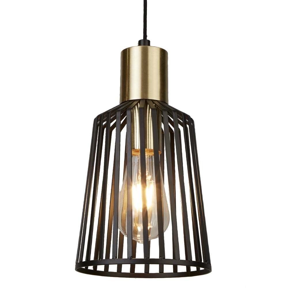 Searchlight 9412BK Bird Cage 1 Light Pendant Black And Gold