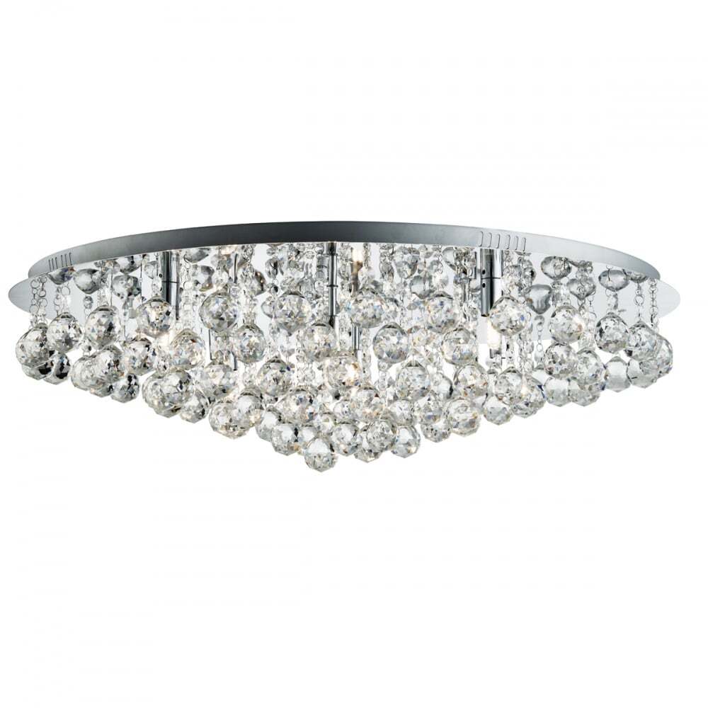 Searchlight 9598-8CC Hanna | 8-Light Chrome Ceiling Flush | Clear Crystal Embellishment