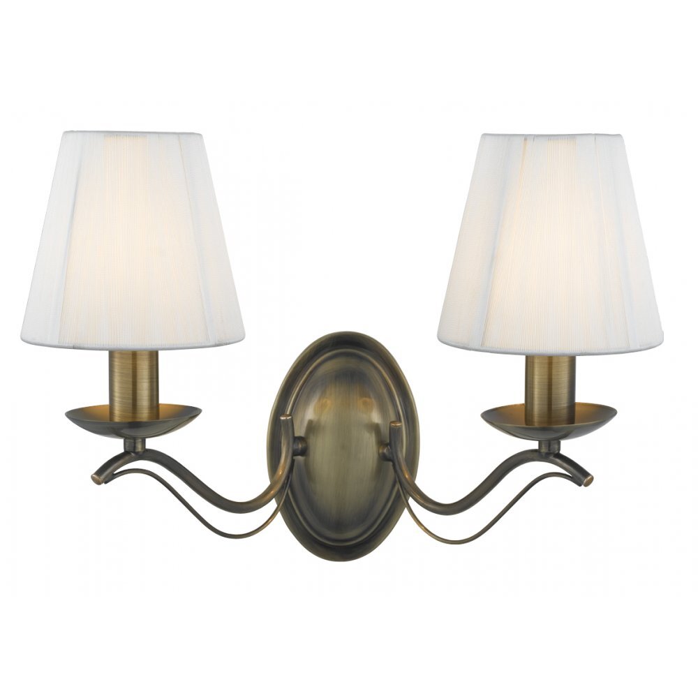 Searchlight 9822-2AB Andretti - 2 Light Wall Bracket Antique Brass Cream String Shades