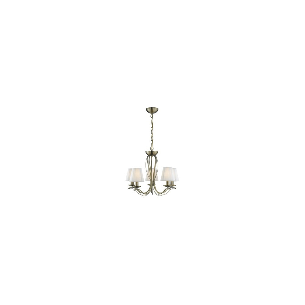 Searchlight 9825-5AB Andretti - 5 Light Ceiling Antique Brass Cream String Shades