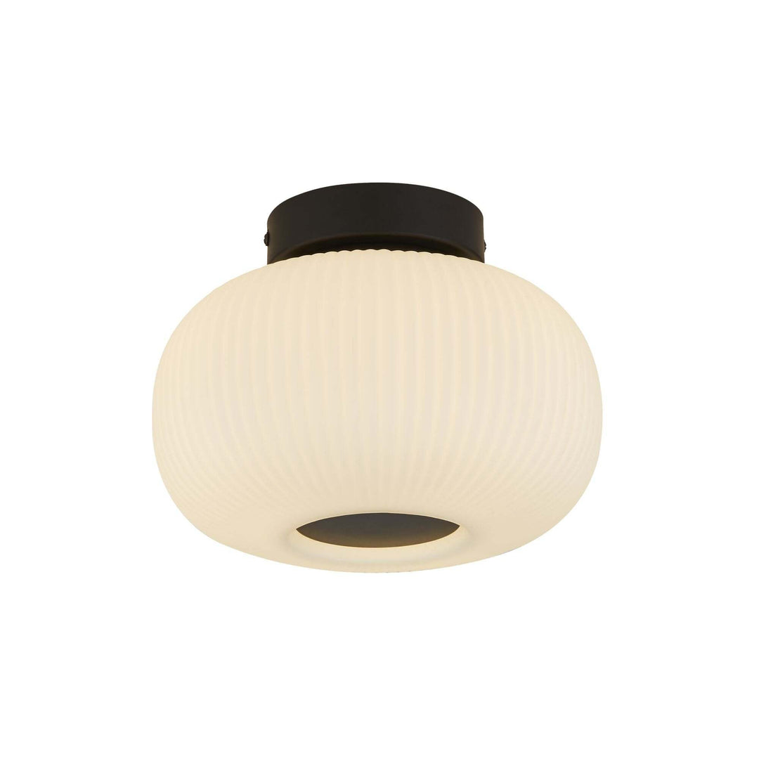 Searchlight Lighting 10271-1BK Lumina 1 Light Ceiling Flush With Frosted Ribbed Glass