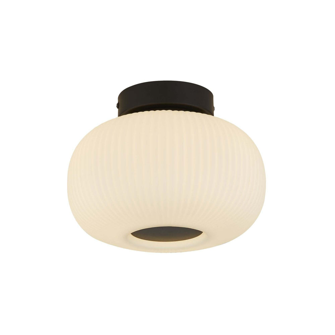 Searchlight Lighting 10271-1BK Lumina 1 Light Ceiling Flush With Frosted Ribbed Glass