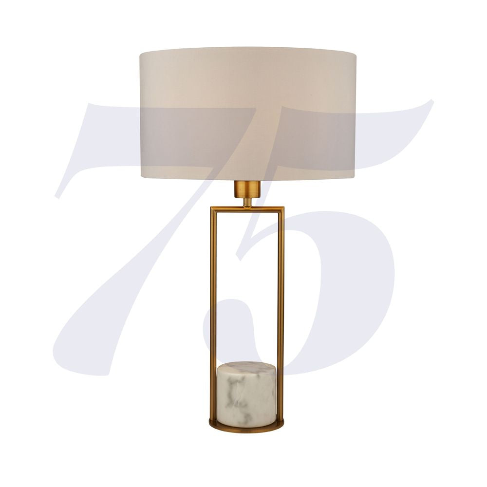 Searchlight Lighting 2871GO Gold Table Lamp White Marble Base And White Drum Shade