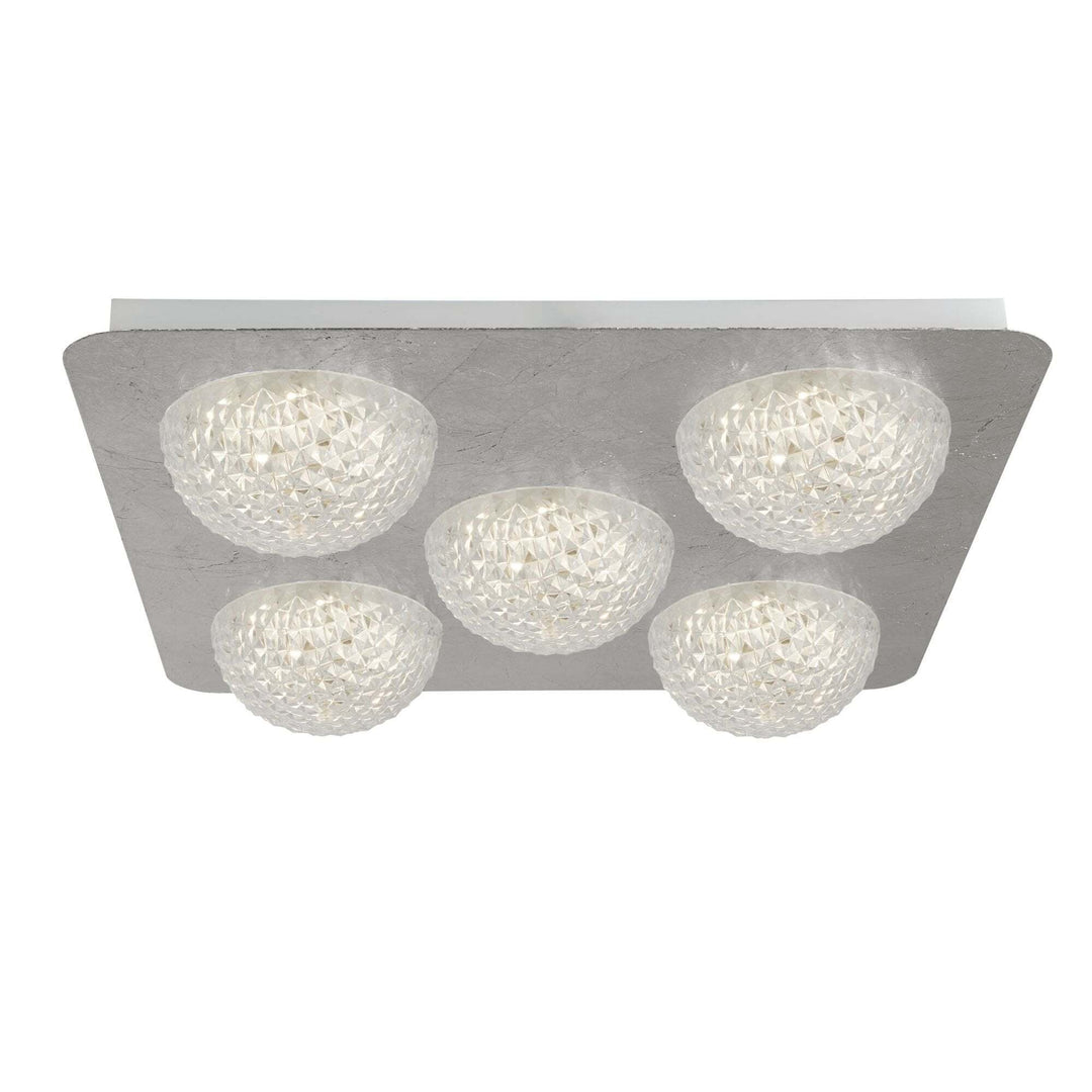 Searchlight Lighting 32511-5SI Celestia 5 Light LED Ceiling Light Silver Leaf With Clear Acrylic