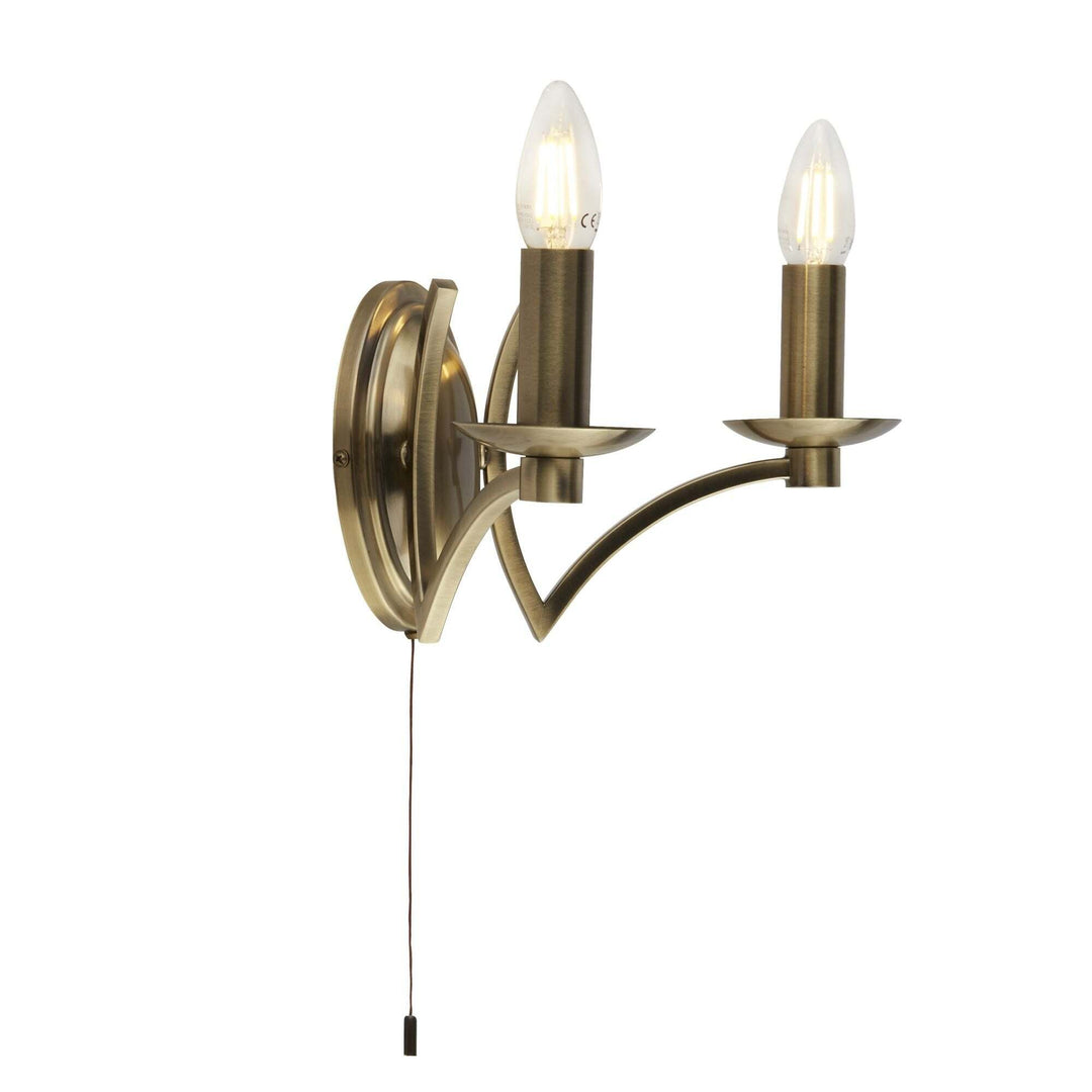 Searchlight Lighting 41312-2AB Ascot 2 Light Wall Light Antique Brass