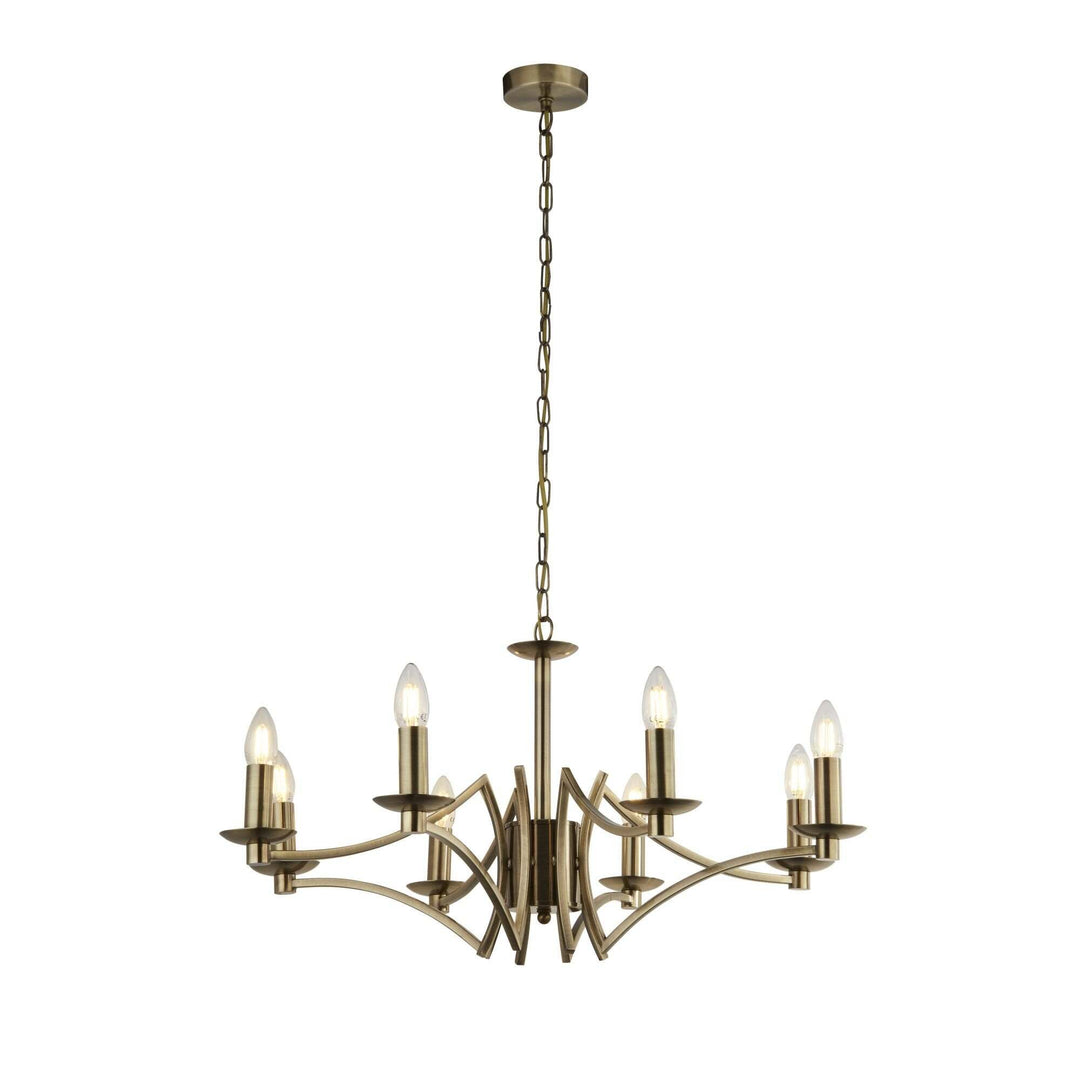 Searchlight Lighting 41312-8AB Ascot 8 Light Pendant Antique Brass