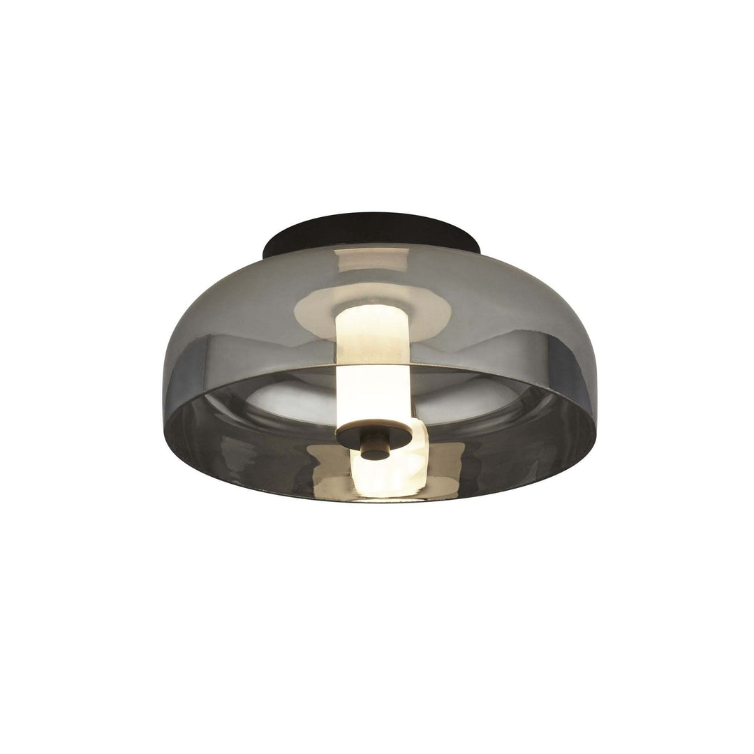 Searchlight 59804-1SM | Frisbee LED Flush | Matt Black & Smoked Glass