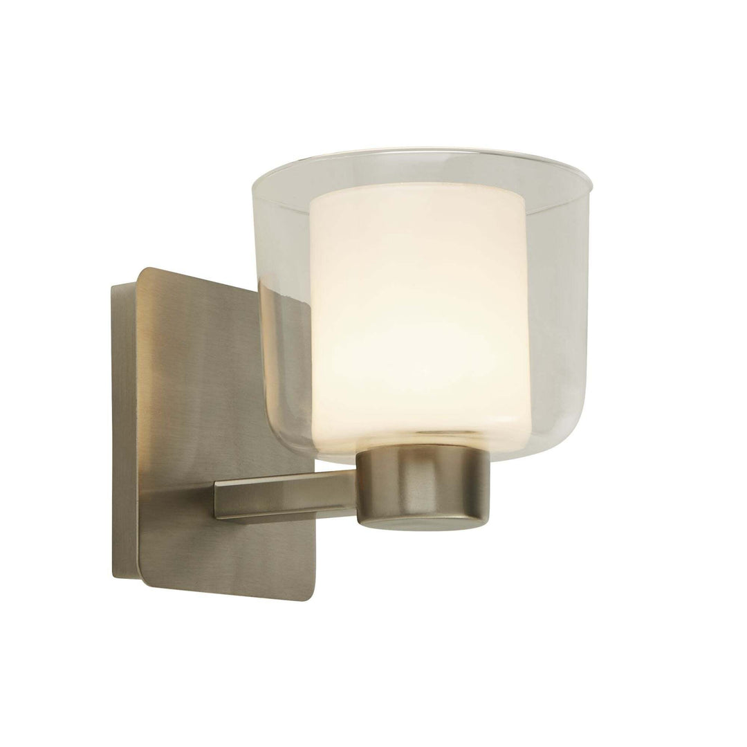 Searchlight Lighting 6051SN Bathroom 1 Light Satin Nickel Wall Light Clear Glass White