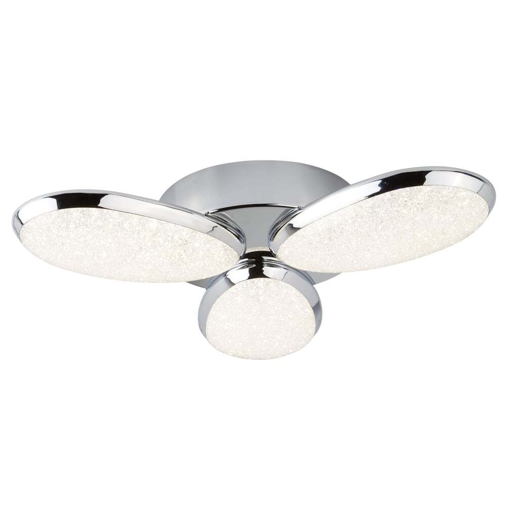 Searchlight 6213-3CC | Lori LED Ceiling Flush | Chrome with Crushed Ice Shade