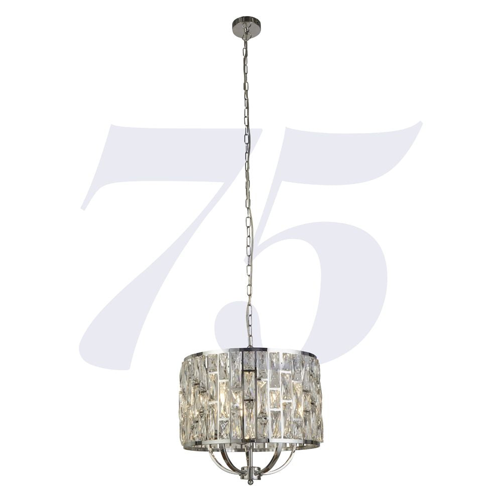 Searchlight Lighting 65855CC Bijou 5 Light Chrome Pendant Crystal Glass