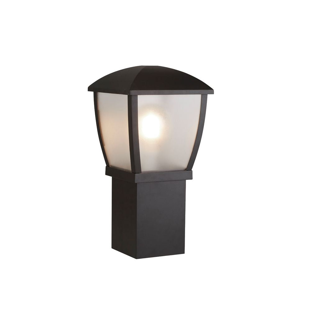 Searchlight Lighting 6591-450 Seattle Outdoor Post (450mm) Black With Clear Frosted Panels