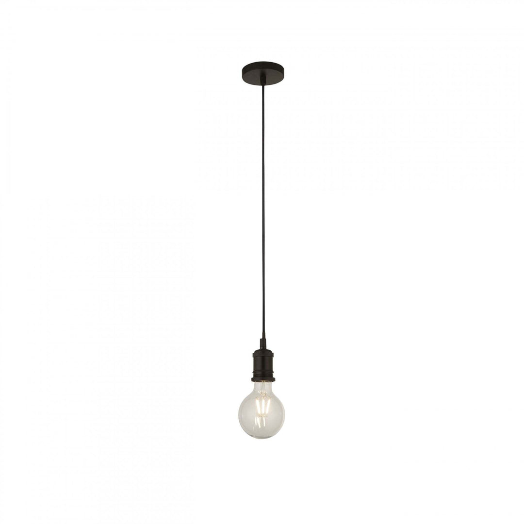 Searchlight Lighting 7461BK Matt Black 1 Light Cable Suspension With 1.5mtr Black Textile Cable