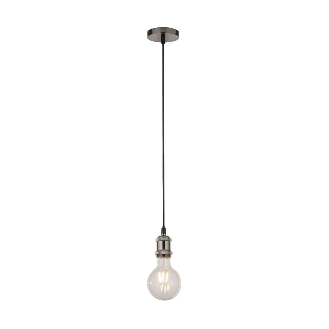 Searchlight Lighting 7461SS Satin Silver 1 Light Cable Suspension Black Textile Cable
