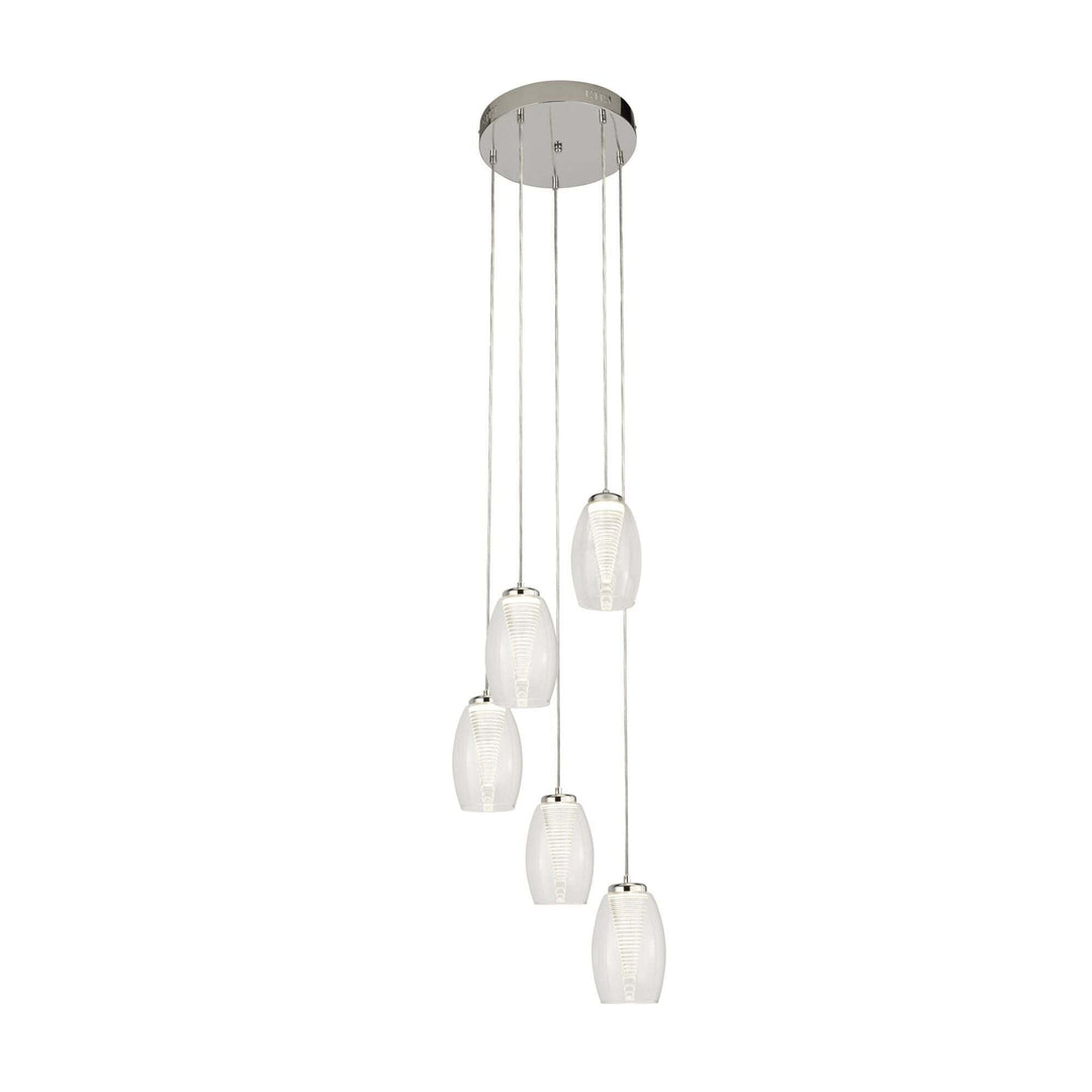 Searchlight Lighting 97291-5CL Cyclone 5 Light Multi Drop Pendant With Clear Glass