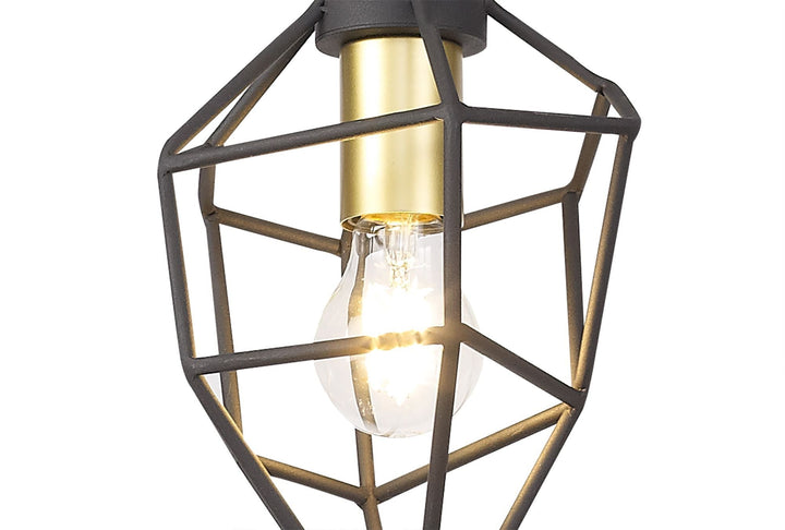Nelson Lighting NL71279 Davie Small Pendant Painted Gold & Sand Black