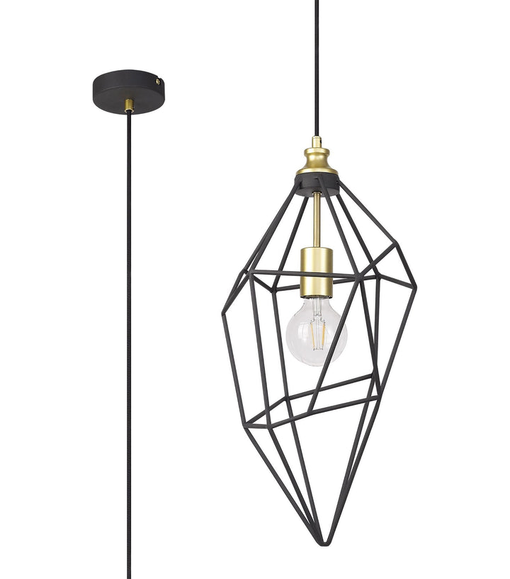 Nelson Lighting NL71299 Davie Large Pendant Painted Gold & Sand Black