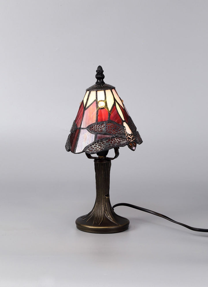 Nelson Lighting NL82739 Heidi Tiffany Table Lamp Black/Gold, Purple/Pink/Crystal Shade