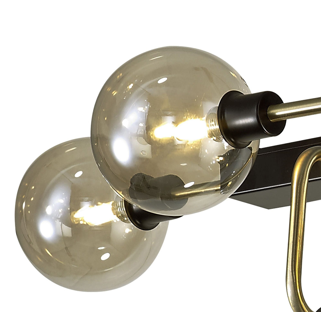 Nelson Lighting NL82969 Dylon Fixed Pendant Ceiling 10 Light Matt Black/Antique Brass/Cognac Glass