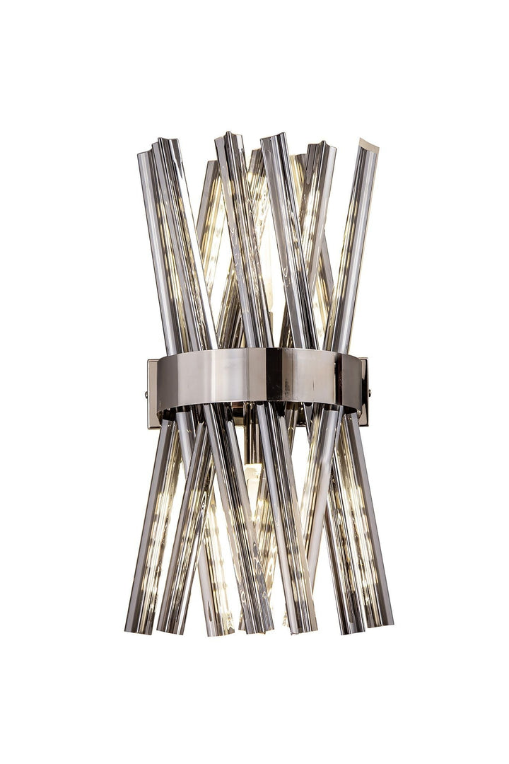 Nelson Lighting NL83609 Clover 2 Light Wall Light Polished Nickel / Smoke Glass