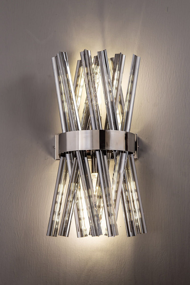 Nelson Lighting NL83609 Clover 2 Light Wall Light Polished Nickel / Smoke Glass