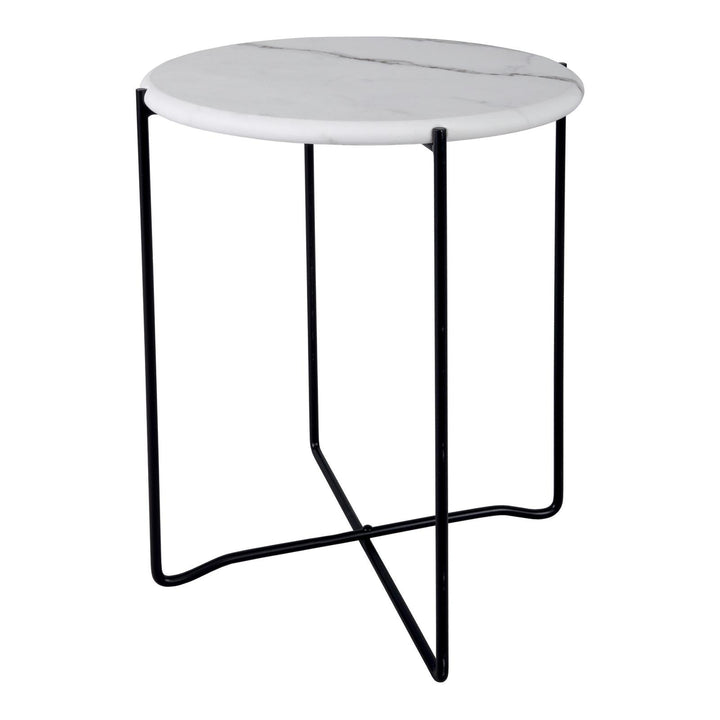 Dar 001AZZ002 Azzate Side Table White Marble Effect and Matt Black