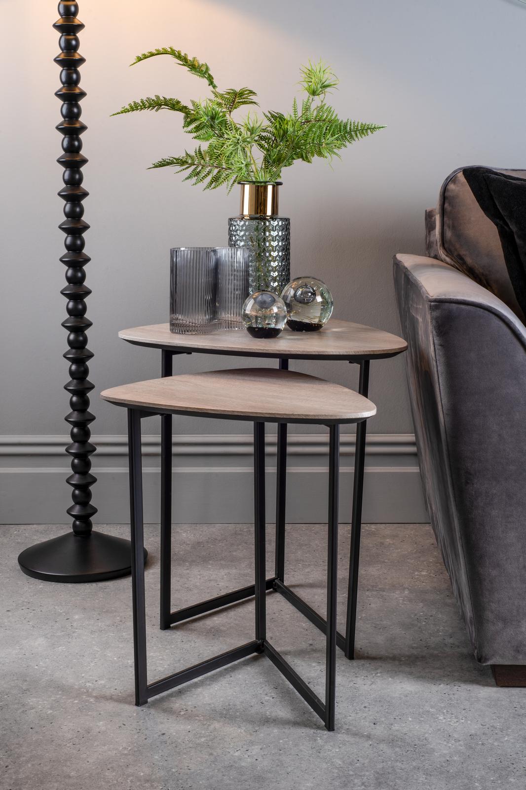 Dar 001MIB001 Mibello Nested Table Light Oak Effect and Matt Black