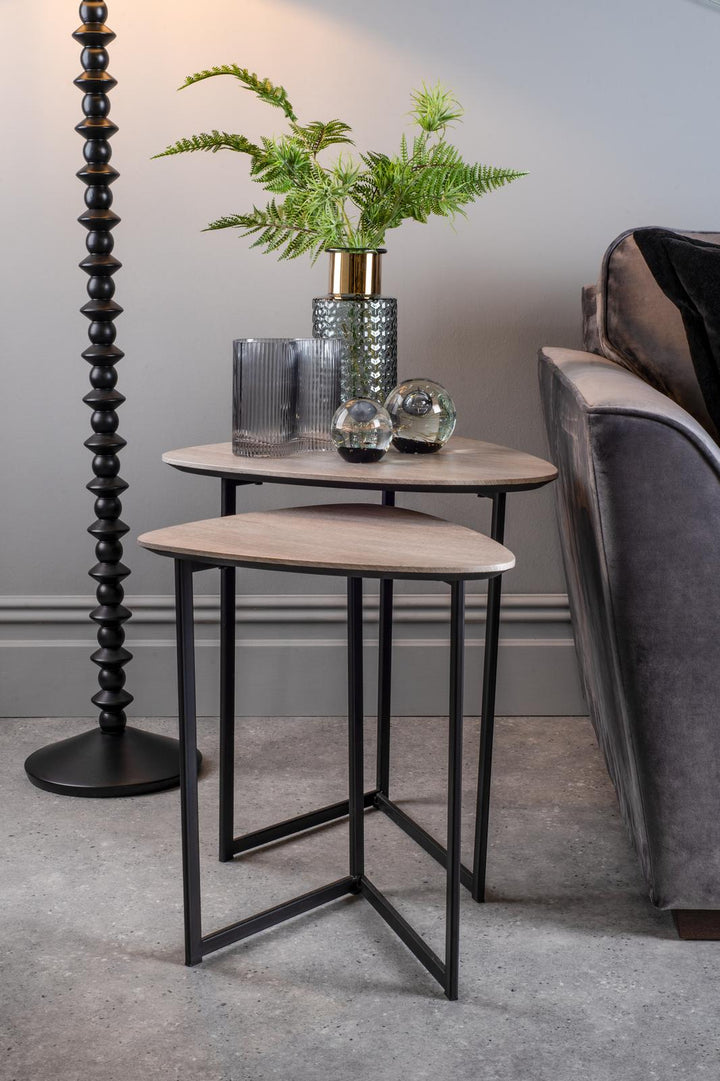 Dar 001MIB001 Mibello Nested Table Light Oak Effect and Matt Black