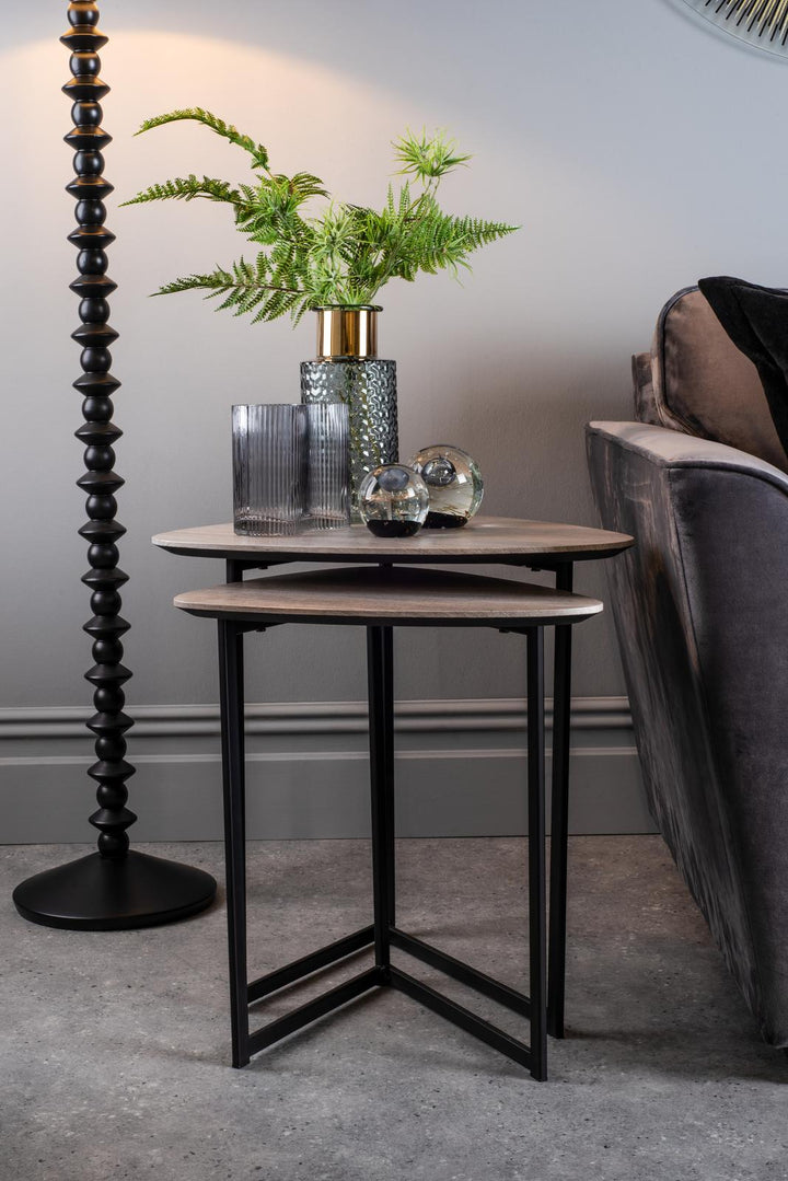 Dar 001MIB001 Mibello Nested Table Light Oak Effect and Matt Black