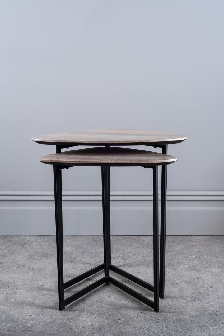 Dar 001MIB001 Mibello Nested Table Light Oak Effect and Matt Black