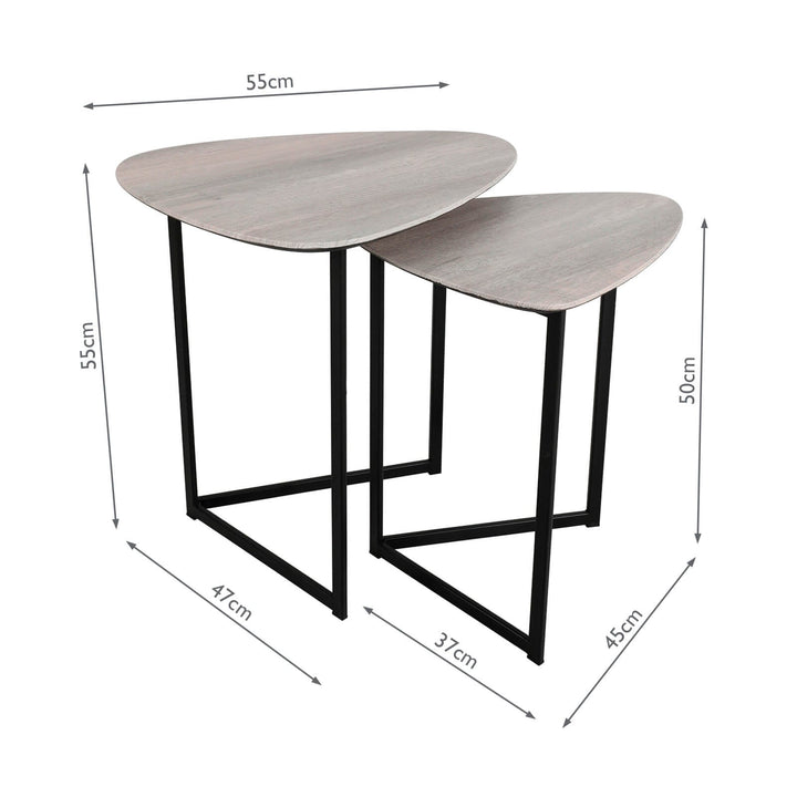 Dar 001MIB001 Mibello Nested Table Light Oak Effect and Matt Black