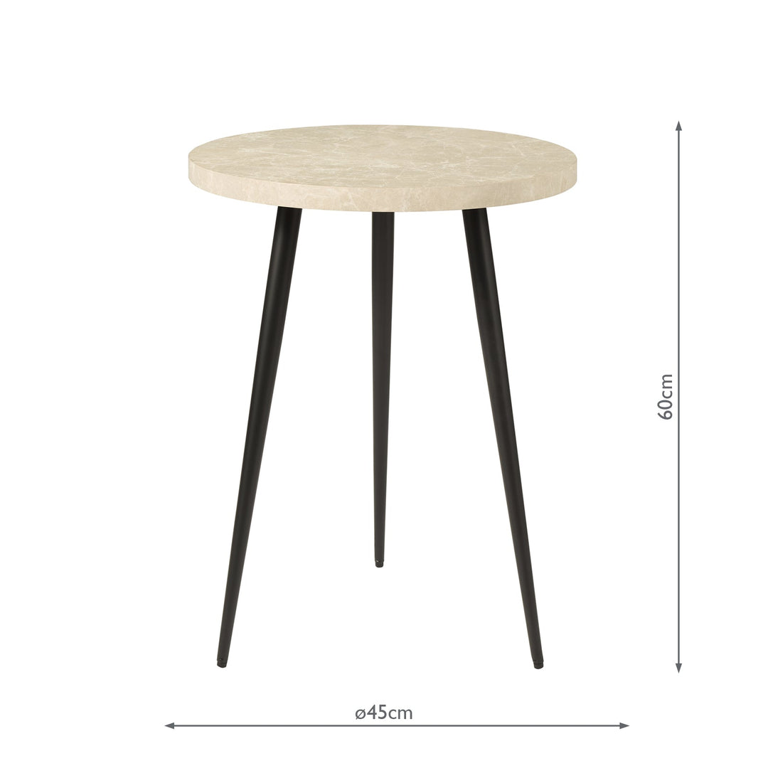 Dar 001NUS001 Nusa Side Table Grey Marble Effect and Matt Black