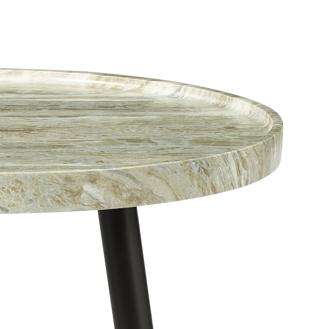 Dar 001NUS002 Nusa Side Table Brown Stone Effect and Matt Black
