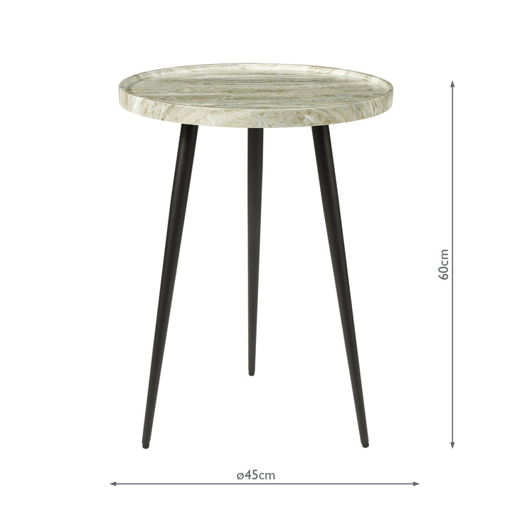 Dar 001NUS002 Nusa Side Table Brown Stone Effect and Matt Black