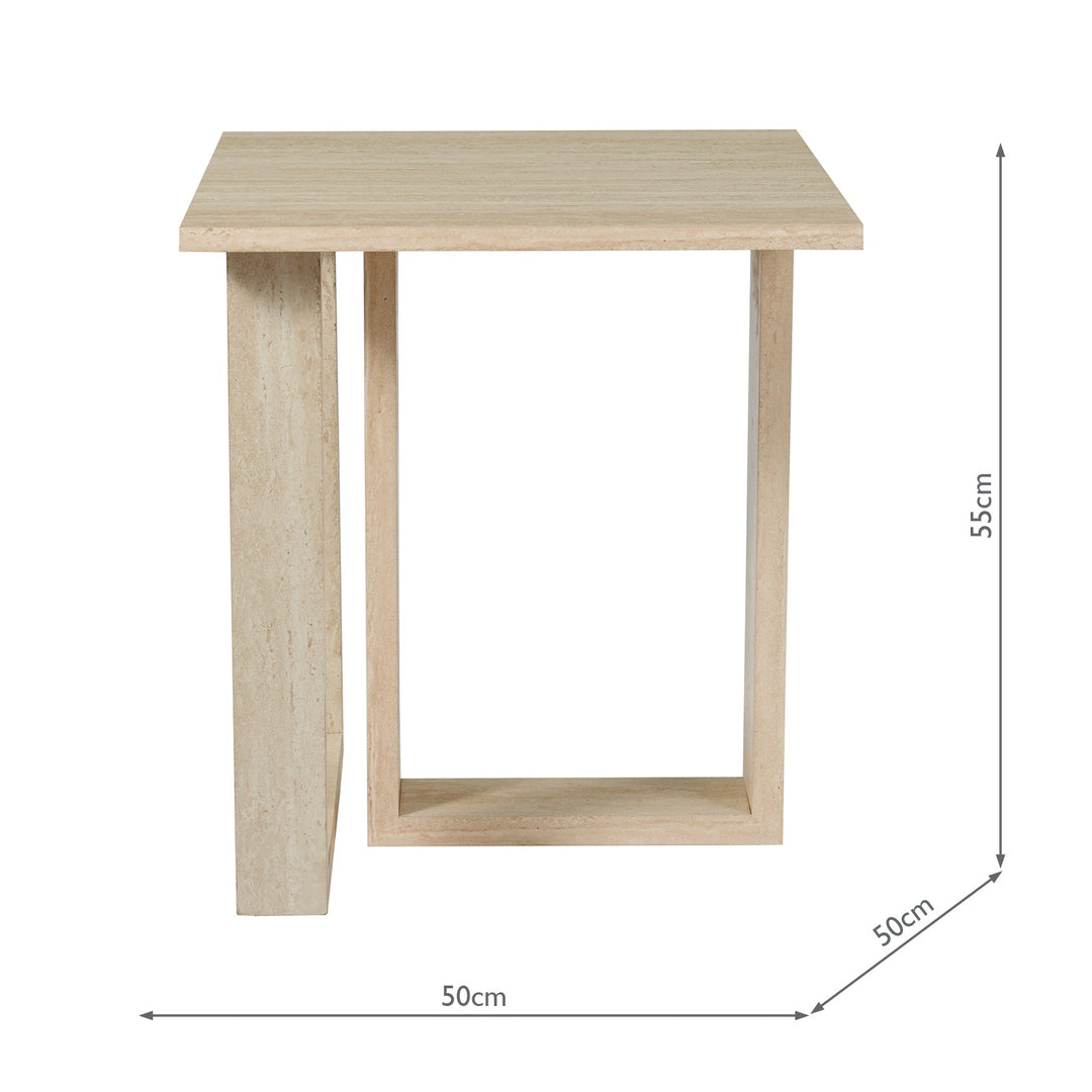 Dar 001PRU001 Prue Side Table Travertine Effect