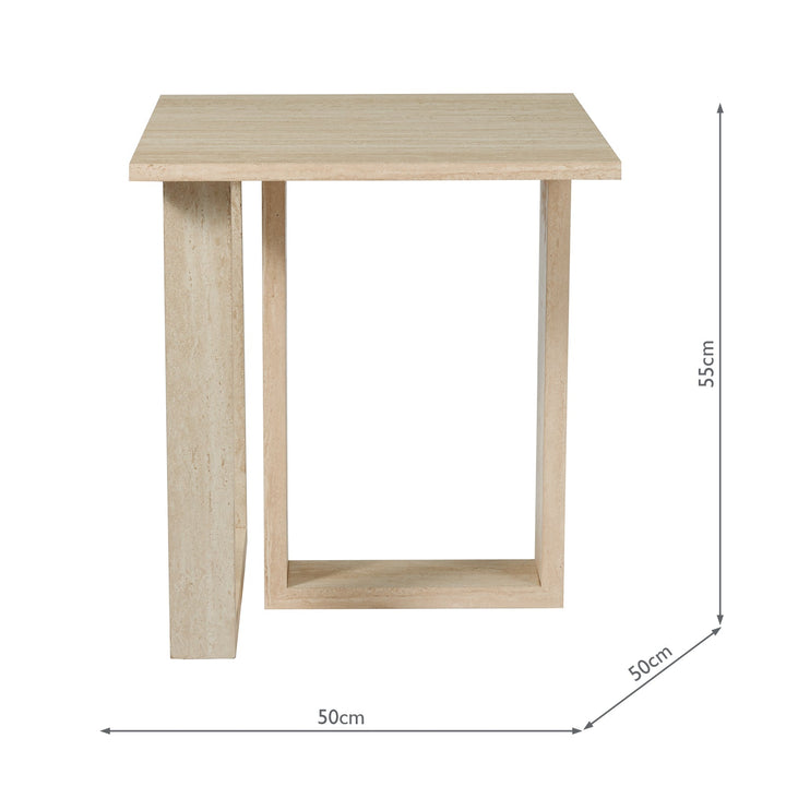 Dar 001PRU001 Prue Side Table Travertine Effect