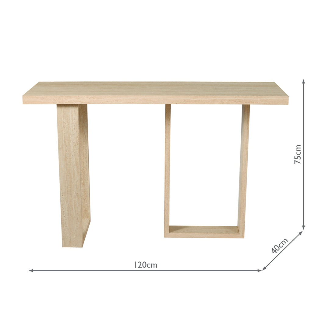 Dar 001PRU002 Prue Console Table Travertine Effect