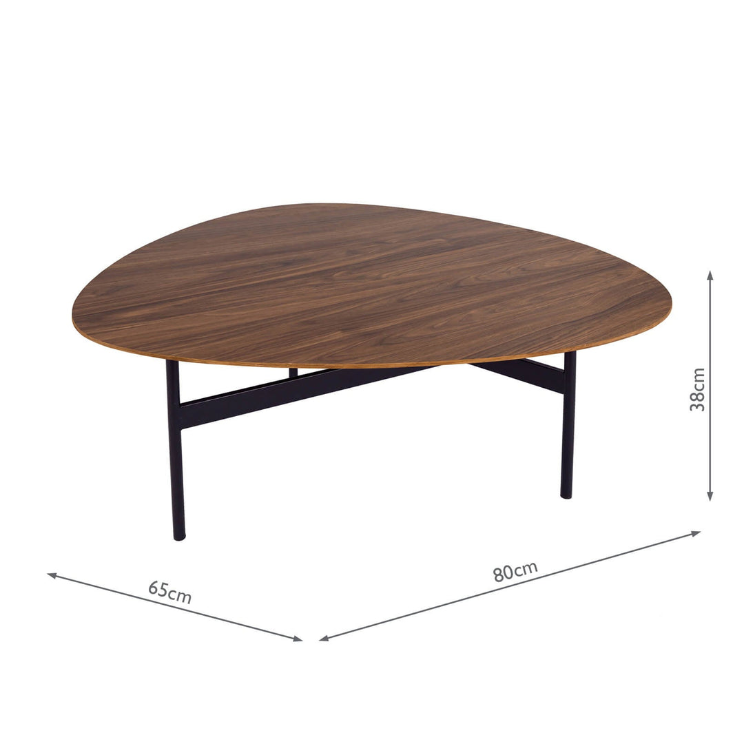 Dar 001ROA002 Roald Coffee Table Walnut Effect and Matt Black