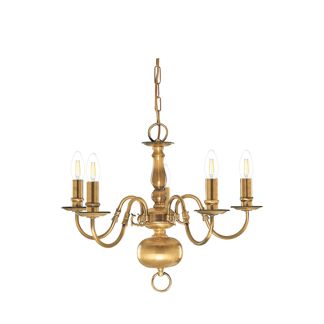 Searchlight 1019-5AB Flemish - 5 Light Ceiling Antique Brass
