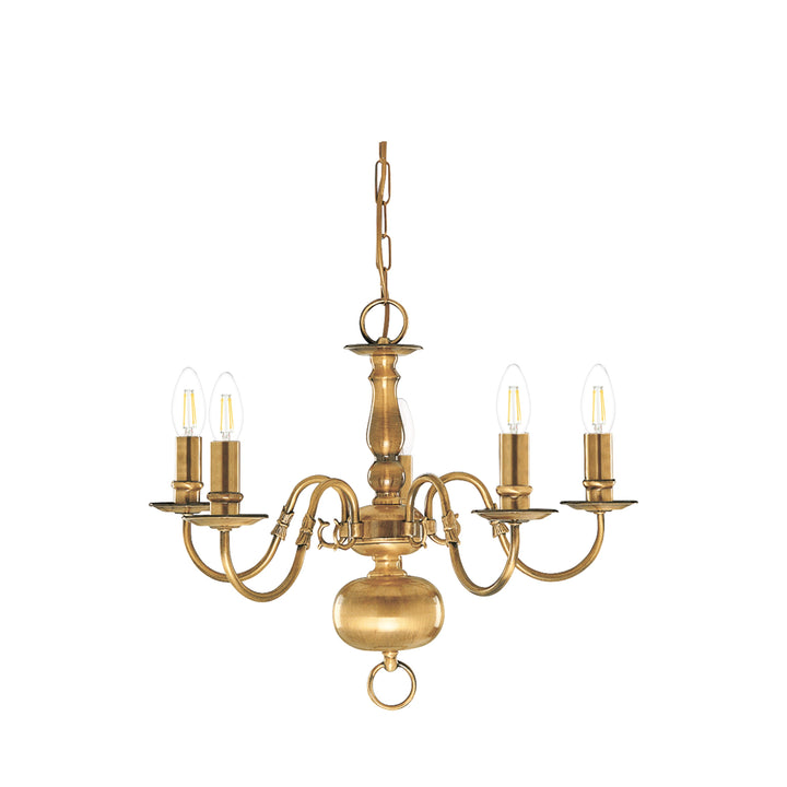 Searchlight 1019-5AB Flemish - 5 Light Ceiling Antique Brass