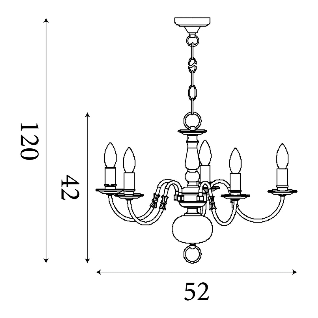 Searchlight 1019-5AB Flemish - 5 Light Ceiling Antique Brass