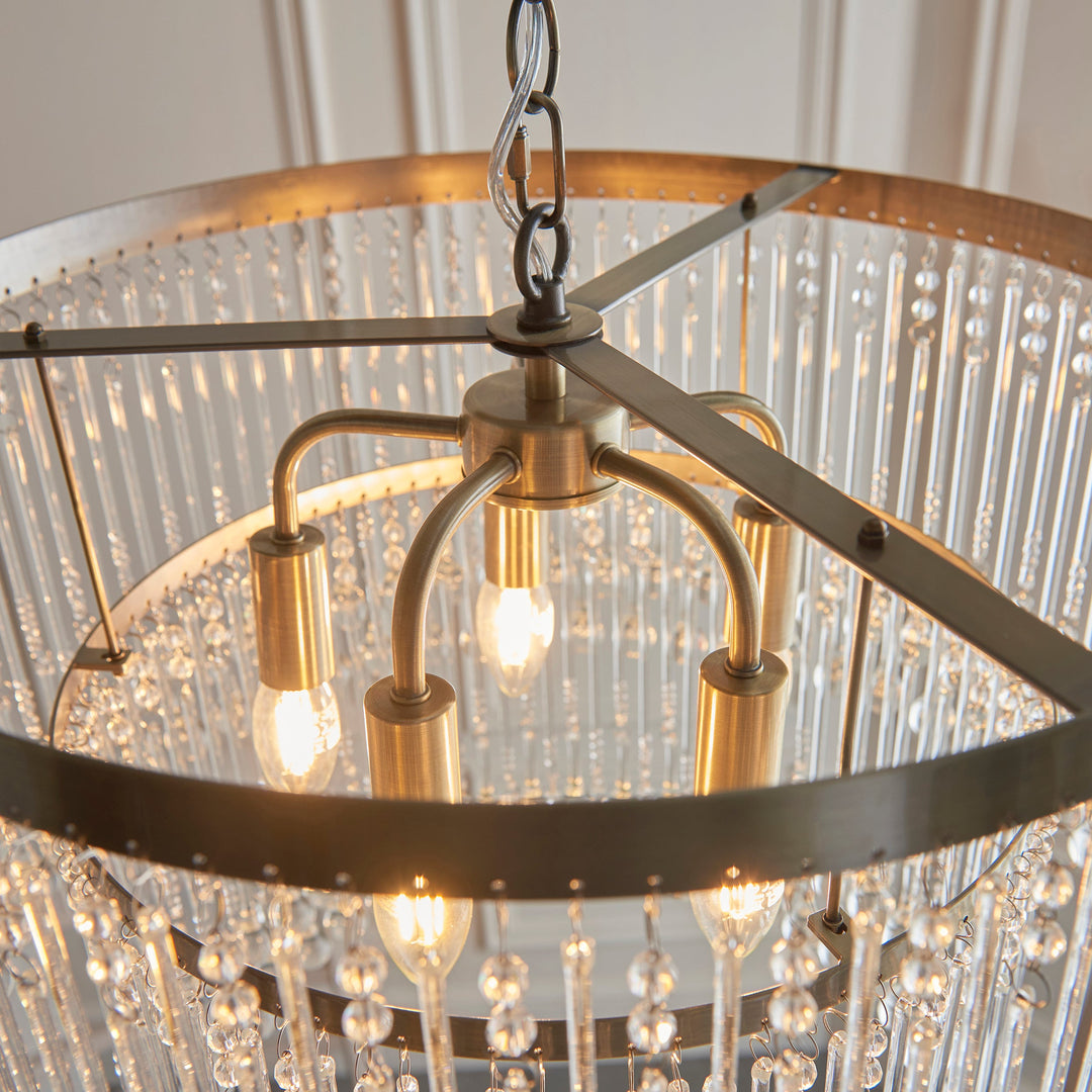 104504 Genevieve 5 Light Pendant Brass