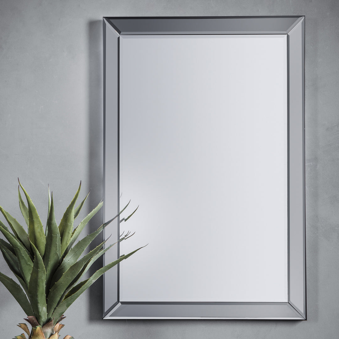 Nelson Lighting NL1409699 Grey Glass Framed Medium Rectangle Mirror