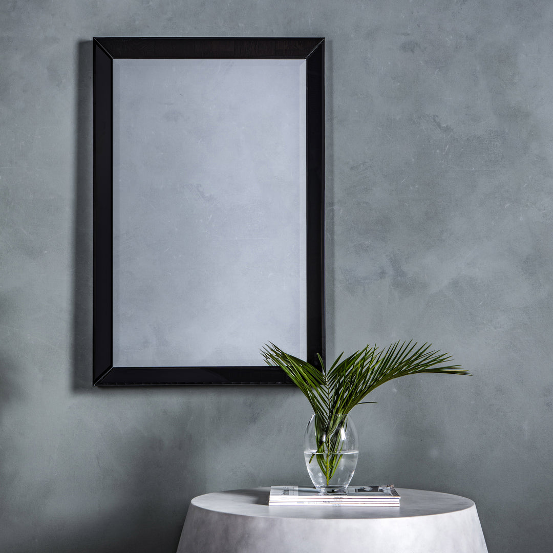 Nelson Lighting NL1409700 Black Glass Framed Medium Rectangle Mirror