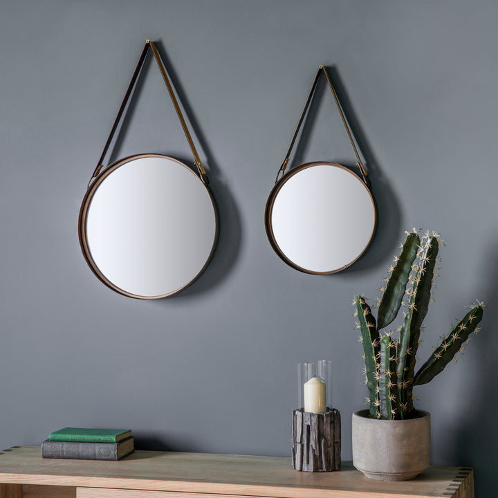 Nelson Lighting NL1409708 Aged Bronze Set Of 2 Round Mirrors