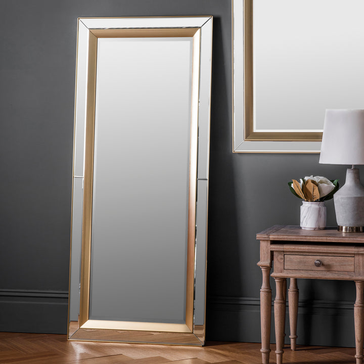 Nelson Lighting NL1409725 Brushed Gold Bevelled Edge Leaner Mirror