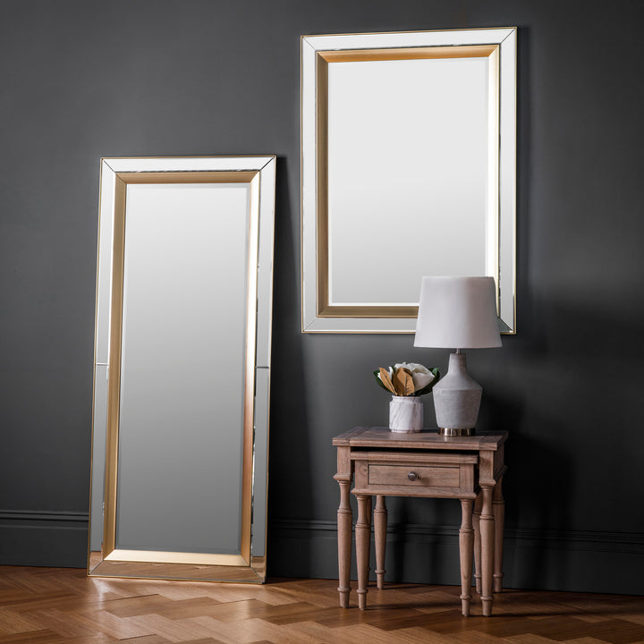 Nelson Lighting NL1409726 Brushed Gold Bevelled Medium Rectangle Mirror