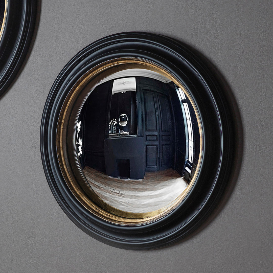 Nelson Lighting NL1409737 Matt Black Medium Round Convex Mirror