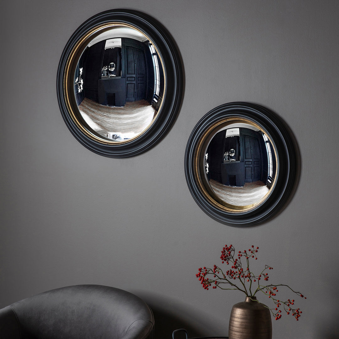 Nelson Lighting NL1409737 Matt Black Medium Round Convex Mirror